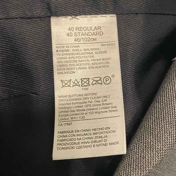 Banana Republic Tessuto Wool Blend Two Button Blazer Suit Jacket‎ Size 40R - Picture 8 of 8